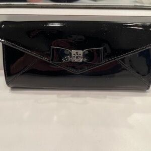Tory Burch Black Patent Wallet with Silver Hardware